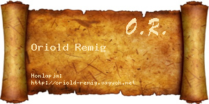 Oriold Remig névjegykártya